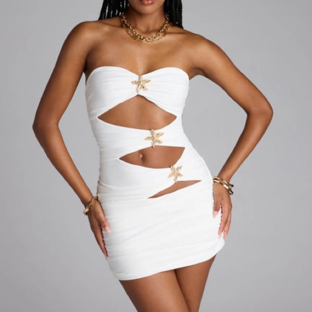 Windsor White Strapless Cutout Mini Dress